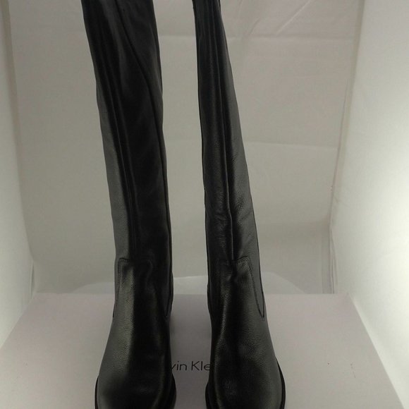 NIB Calvin Klein E7266 Haydee Waxy Black Boots 10 - Picture 7 of 7